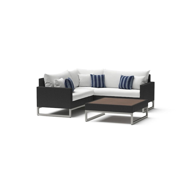 Sectionnel d'extérieur 4 pièces Milo Espresso Sunbrella avec table pour patio