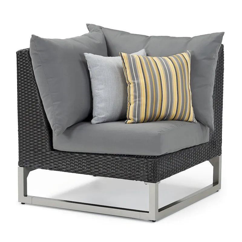 Sectionnel d'extérieur 4 pièces Milo Espresso Sunbrella avec table pour patio