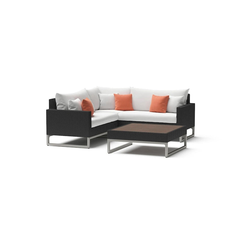 Sectionnel d'extérieur 4 pièces Milo Espresso Sunbrella avec table pour patio