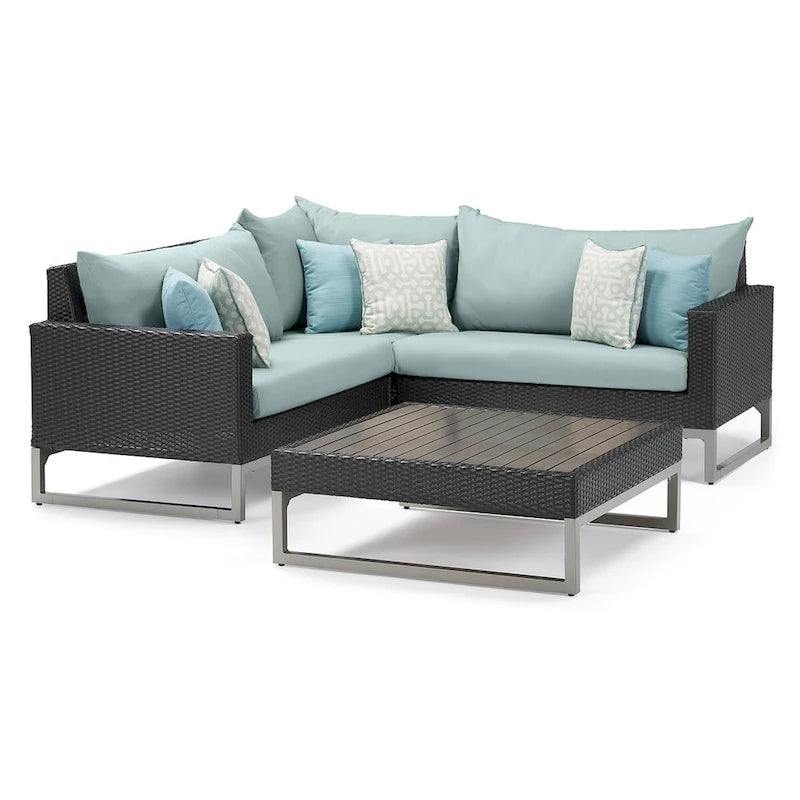 Sectionnel d'extérieur 4 pièces Milo Espresso Sunbrella avec table pour patio