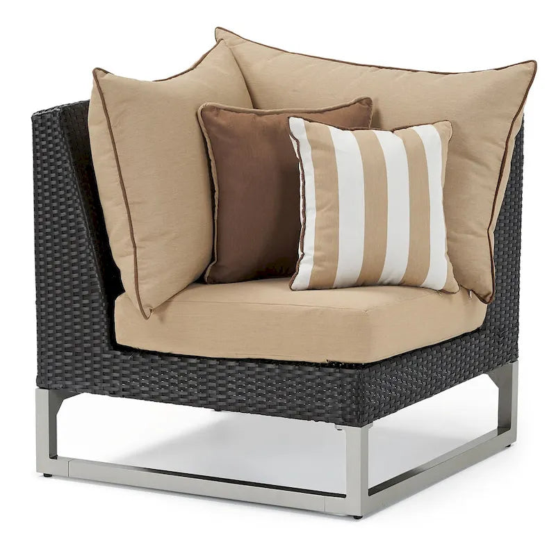 Sectionnel d'extérieur 4 pièces Milo Espresso Sunbrella avec table pour patio