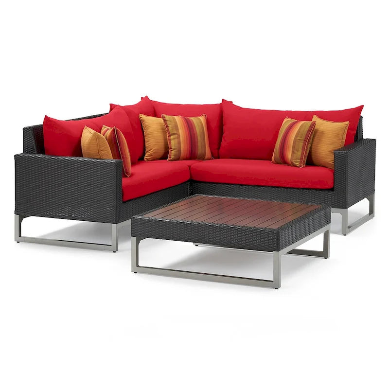 Sectionnel d'extérieur 4 pièces Milo Espresso Sunbrella avec table pour patio