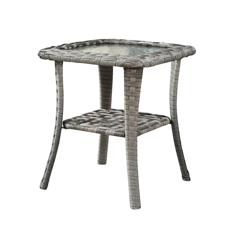 Ensemble de conversation de 2 chaises pivotantes à bascule en osier et table d'appoint OVIOS