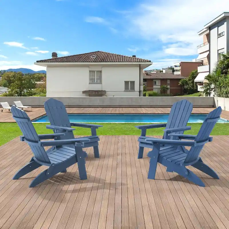 Lot de 4 chaises Adirondack pliantes d'extérieur LIVOOSUN avec porte-gobelet