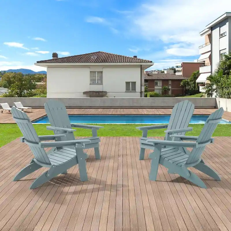 Lot de 4 chaises Adirondack pliantes d'extérieur LIVOOSUN avec porte-gobelet