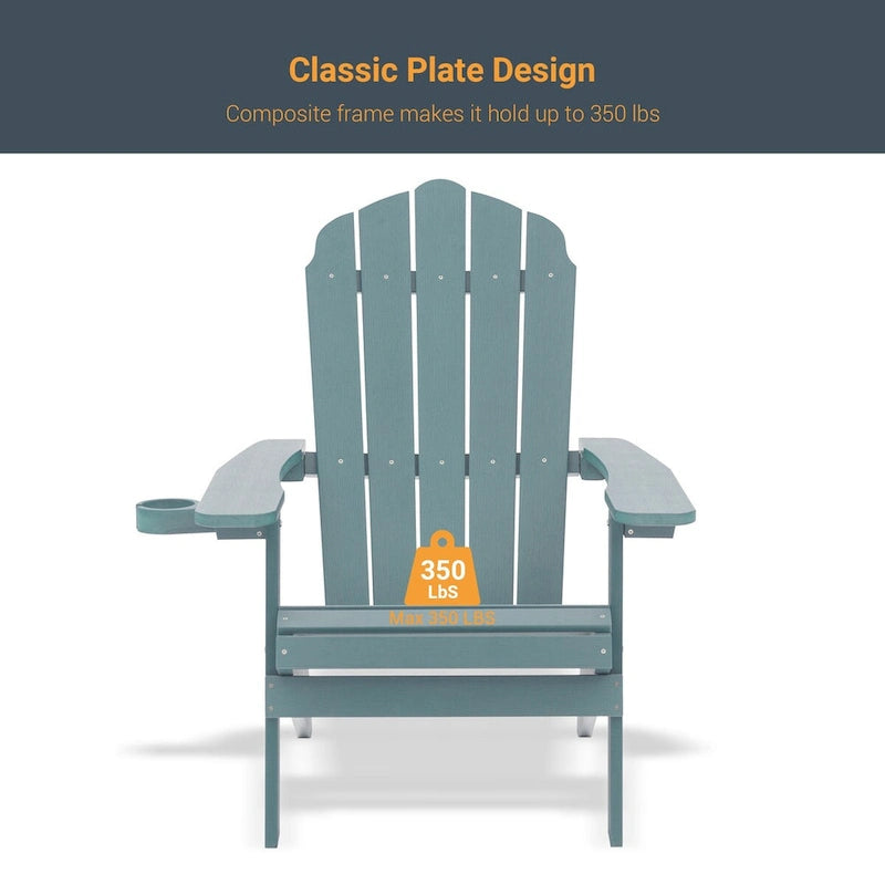 Lot de 4 chaises Adirondack pliantes d'extérieur LIVOOSUN avec porte-gobelet