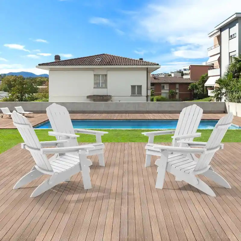 Lot de 4 chaises Adirondack pliantes d'extérieur LIVOOSUN avec porte-gobelet