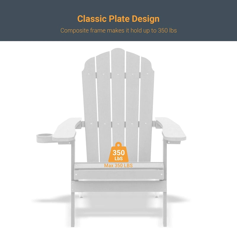 Lot de 4 chaises Adirondack pliantes d'extérieur LIVOOSUN avec porte-gobelet