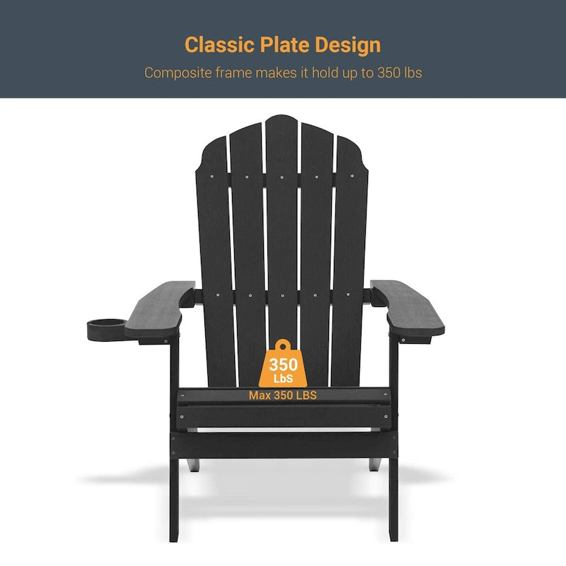 Lot de 4 chaises Adirondack pliantes d'extérieur LIVOOSUN avec porte-gobelet
