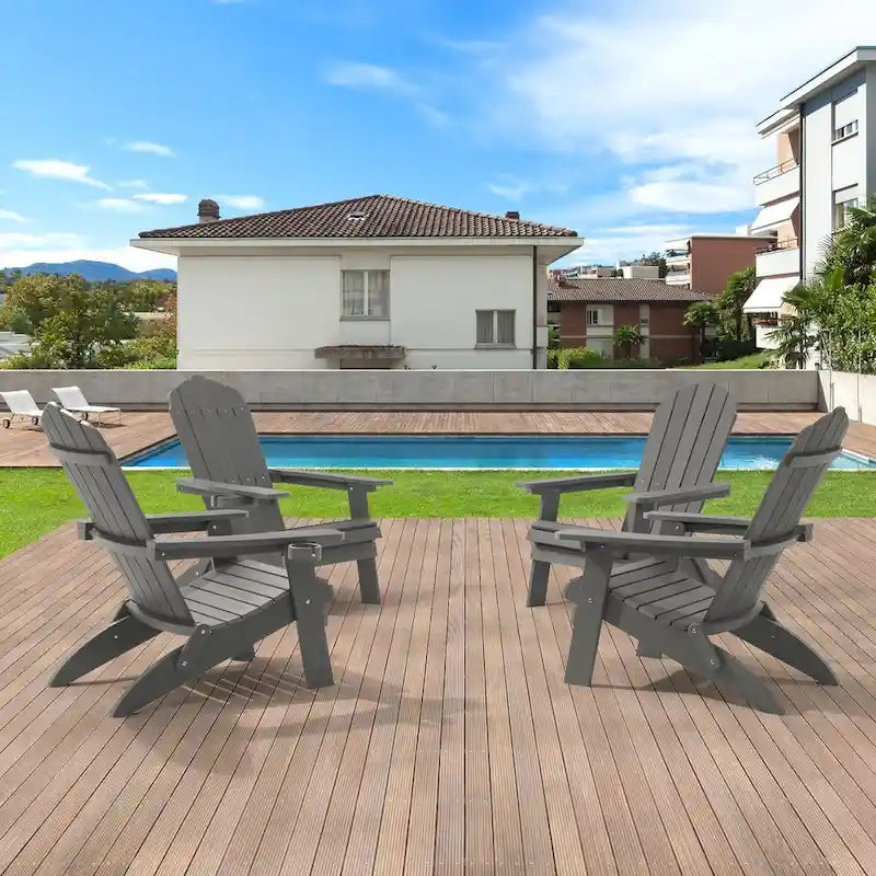 Lot de 4 chaises Adirondack pliantes d'extérieur LIVOOSUN avec porte-gobelet