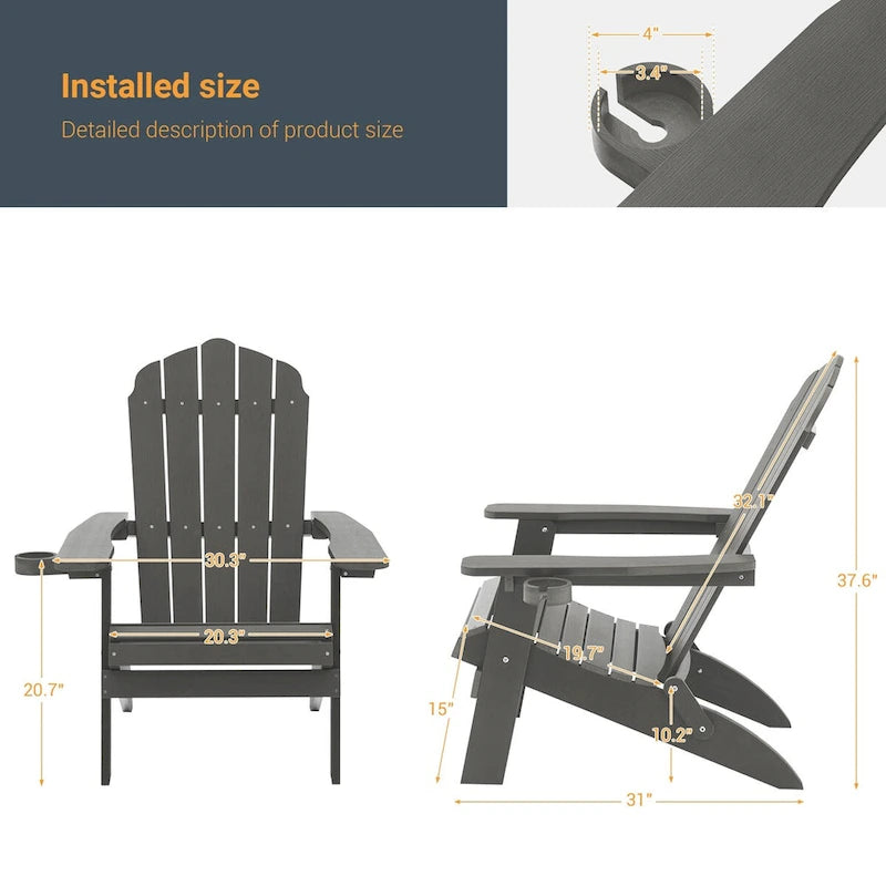 Lot de 4 chaises Adirondack pliantes d'extérieur LIVOOSUN avec porte-gobelet