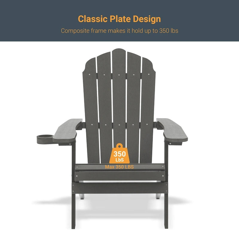 Lot de 4 chaises Adirondack pliantes d'extérieur LIVOOSUN avec porte-gobelet