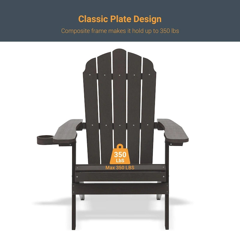 Lot de 4 chaises Adirondack pliantes d'extérieur LIVOOSUN avec porte-gobelet