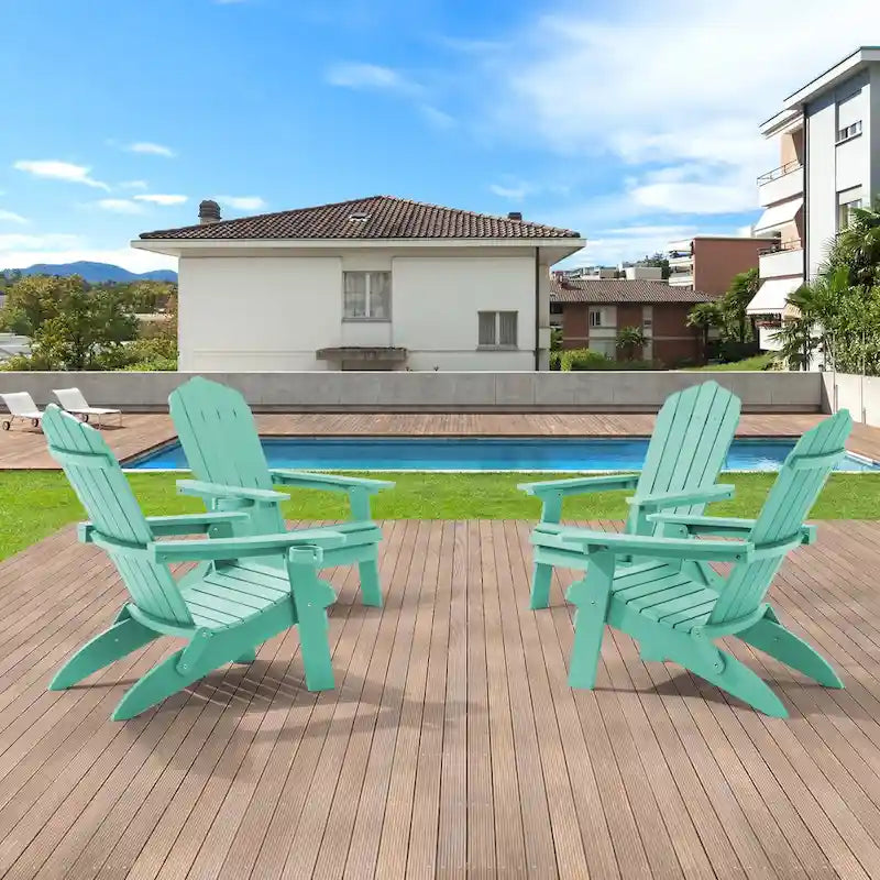 Lot de 4 chaises Adirondack pliantes d'extérieur LIVOOSUN avec porte-gobelet