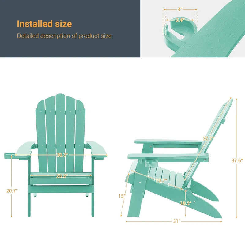 Lot de 4 chaises Adirondack pliantes d'extérieur LIVOOSUN avec porte-gobelet