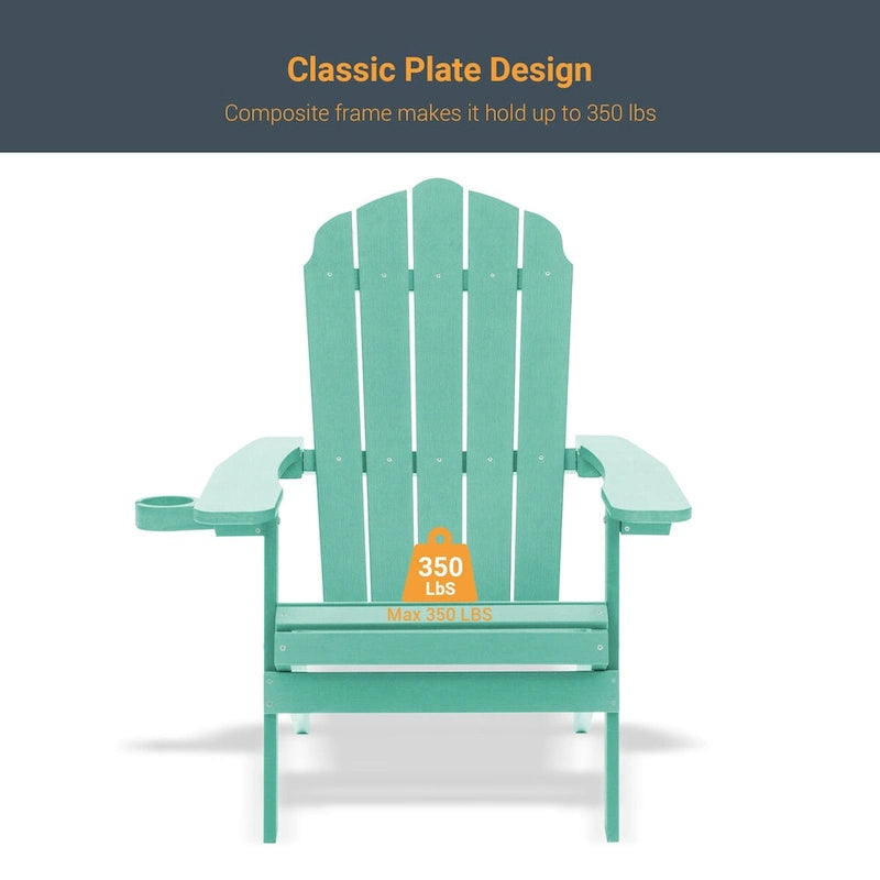 Lot de 4 chaises Adirondack pliantes d'extérieur LIVOOSUN avec porte-gobelet