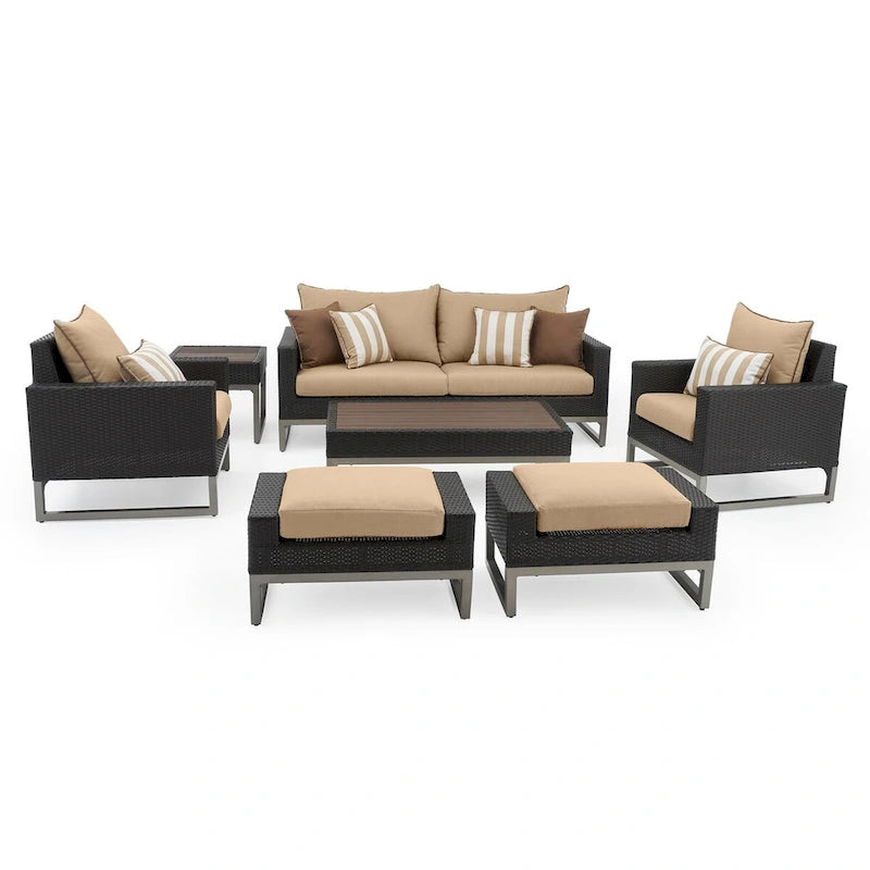 Ensemble de conversation d'extérieur Milo Espresso 7 pièces en Sunbrella