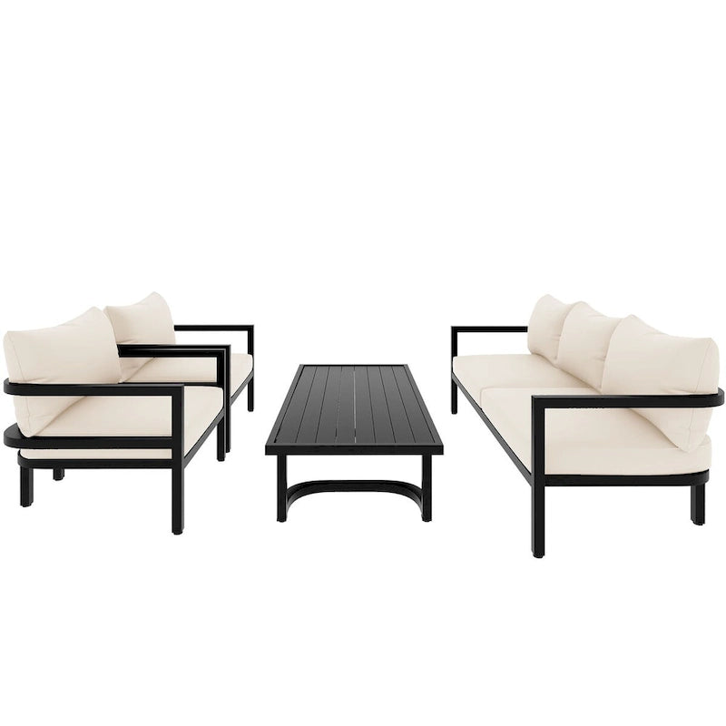 Ensemble de canapé d'extérieur en acier 4 pièces multi-personnes beige