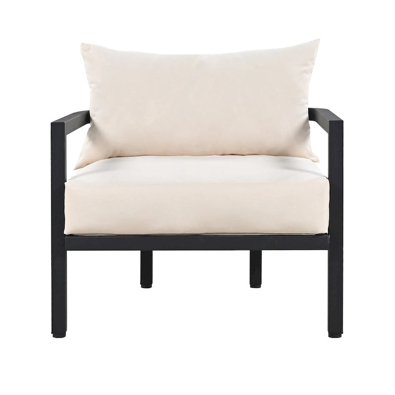Ensemble de canapé d'extérieur en acier 4 pièces multi-personnes beige