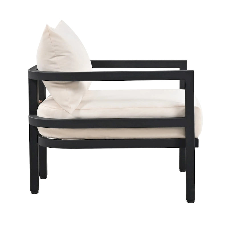 Ensemble de canapé d'extérieur en acier 4 pièces multi-personnes beige