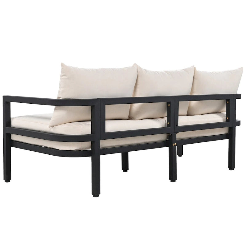 Ensemble de canapé d'extérieur en acier 4 pièces multi-personnes beige