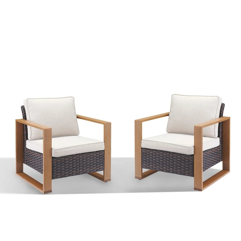 Lot de 2 chaises de patio en osier Gymojoy - Marron