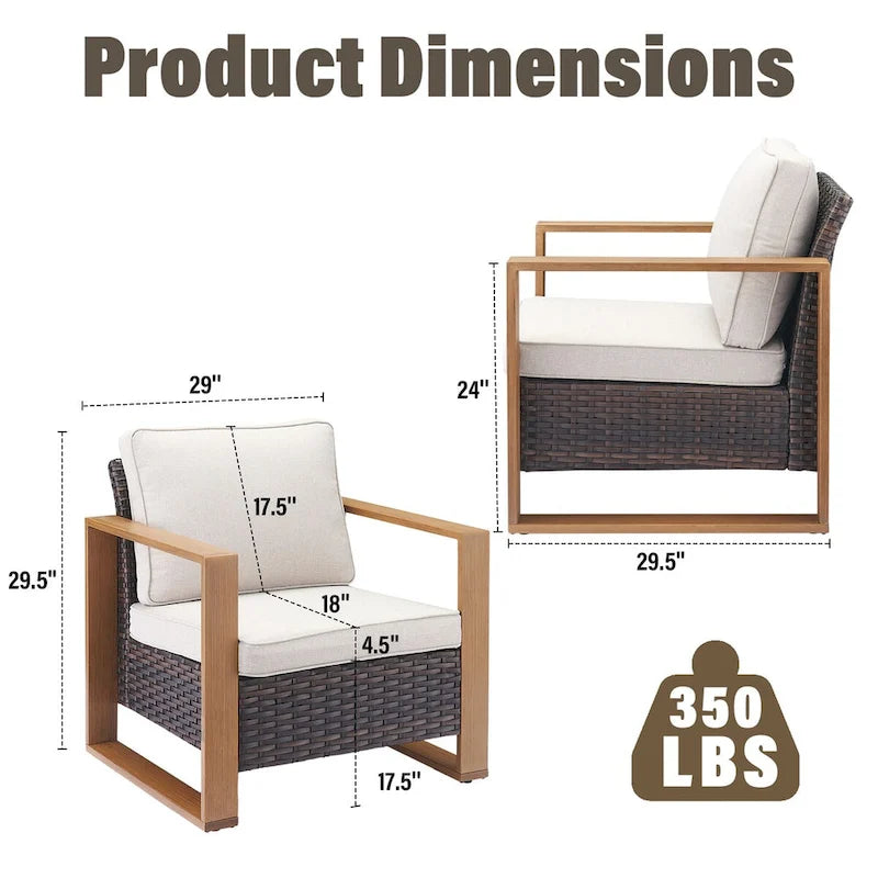 Lot de 2 chaises de patio en osier Gymojoy - Marron