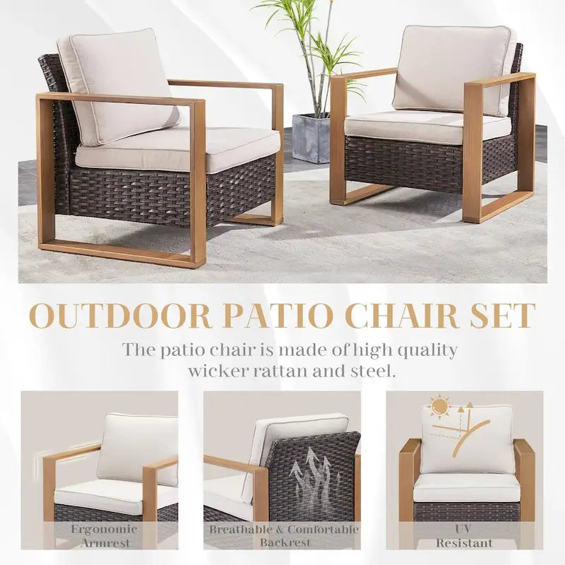 Lot de 2 chaises de patio en osier Gymojoy - Marron