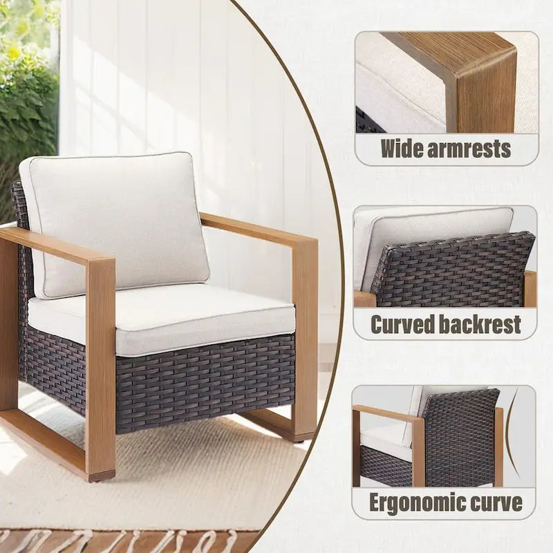 Lot de 2 chaises de patio en osier Gymojoy - Marron