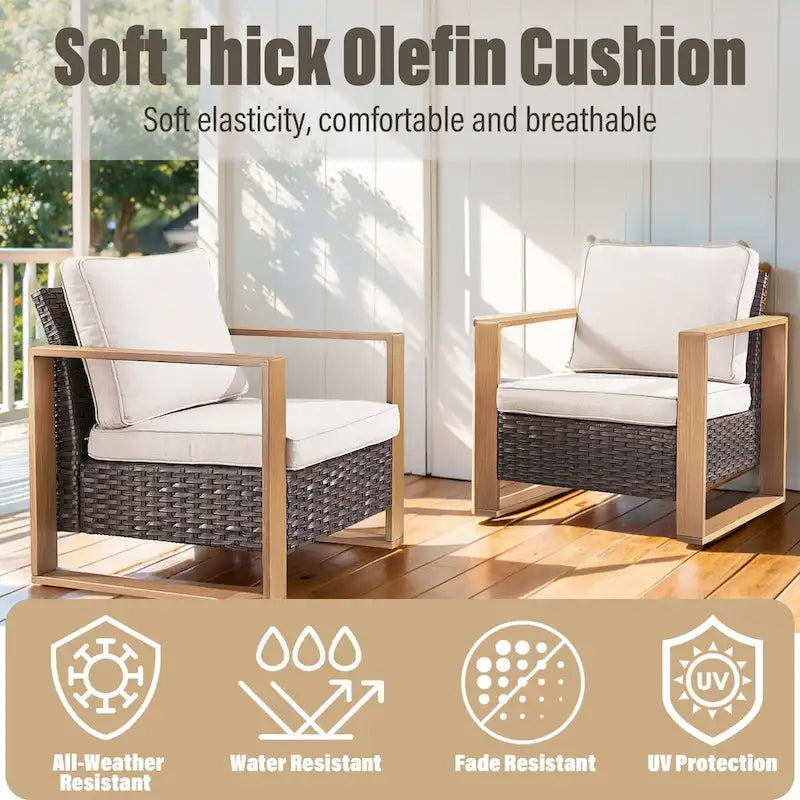 Lot de 2 chaises de patio en osier Gymojoy - Marron