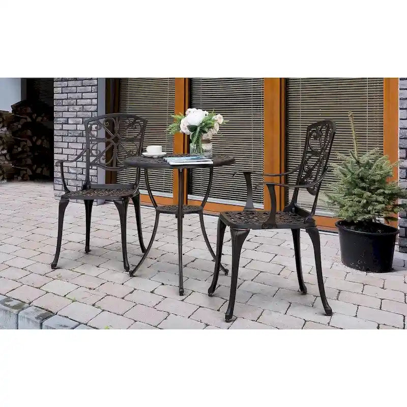Ensemble de table de bistrot en fonte d'aluminium, mobilier résistant aux intempéries et chaises