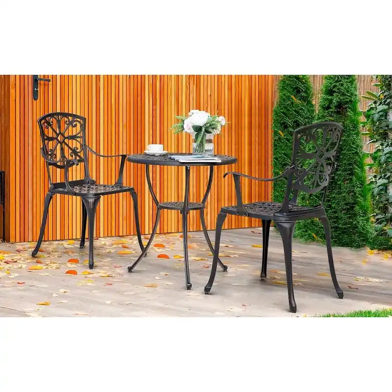 Ensemble de table de bistrot en fonte d'aluminium, mobilier résistant aux intempéries et chaises