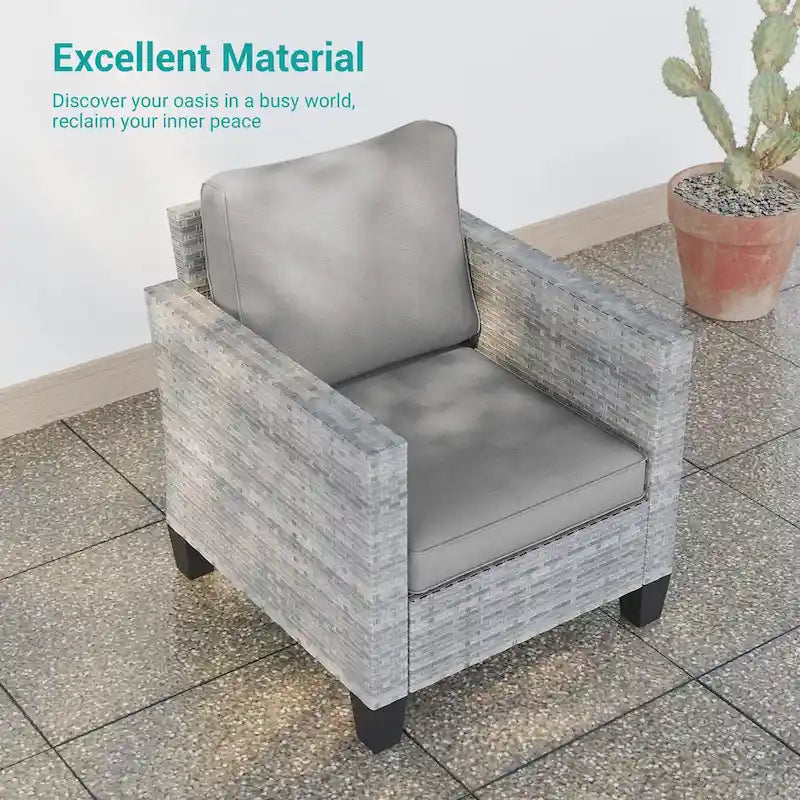 Ensemble de canapé d'extérieur modulable LIVOOSUN 8 pièces avec fauteuil à bascule pivotant, en osier marron et pouf
