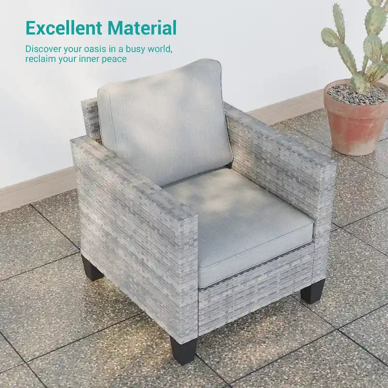 Ensemble de canapé d'extérieur modulable LIVOOSUN 8 pièces avec fauteuil à bascule pivotant, en osier marron et pouf