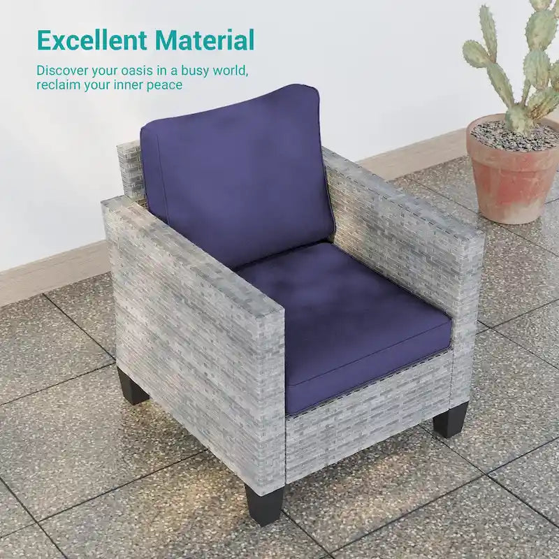 Ensemble de canapé d'extérieur modulable LIVOOSUN 8 pièces avec fauteuil à bascule pivotant, en osier marron et pouf