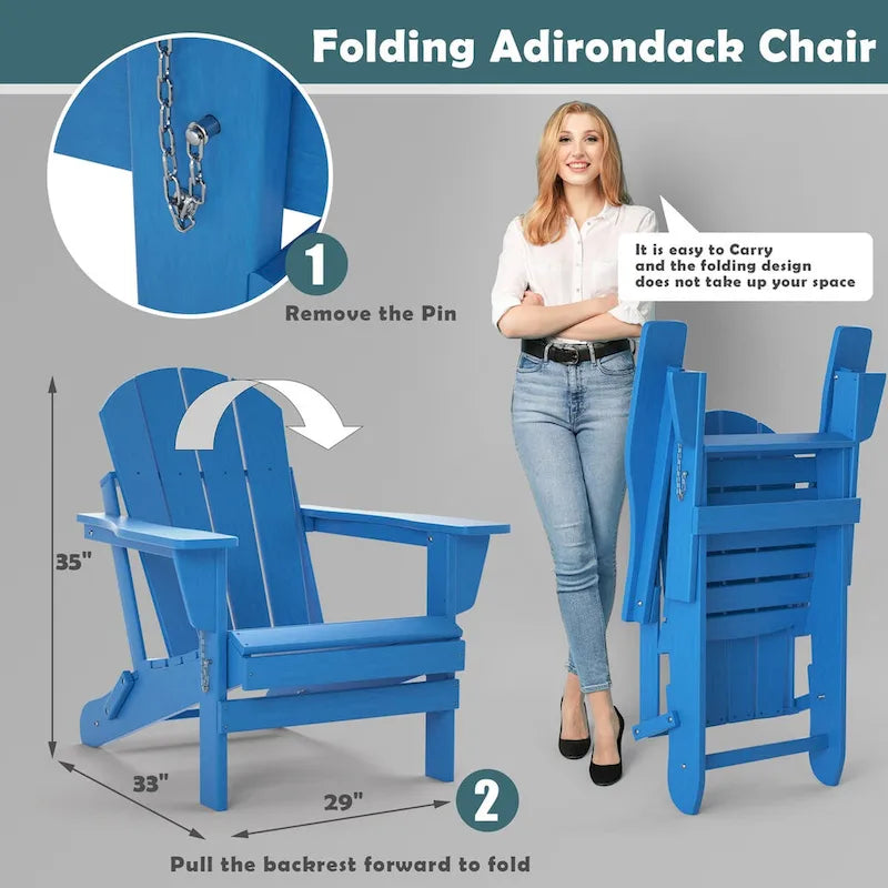 Fauteuil Adirondack d'extérieur en polyéthylène – Pliable tout temps