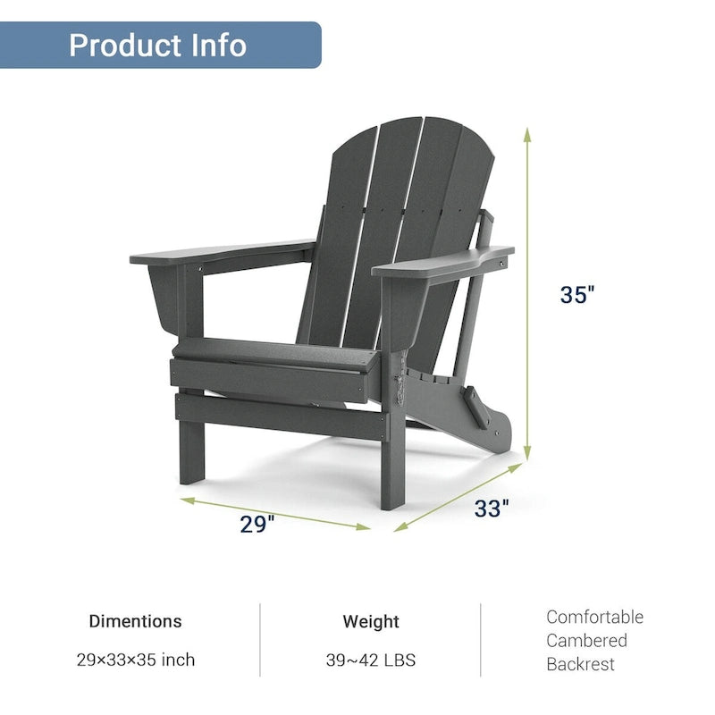 Fauteuil Adirondack d'extérieur en polyéthylène – Pliable tout temps