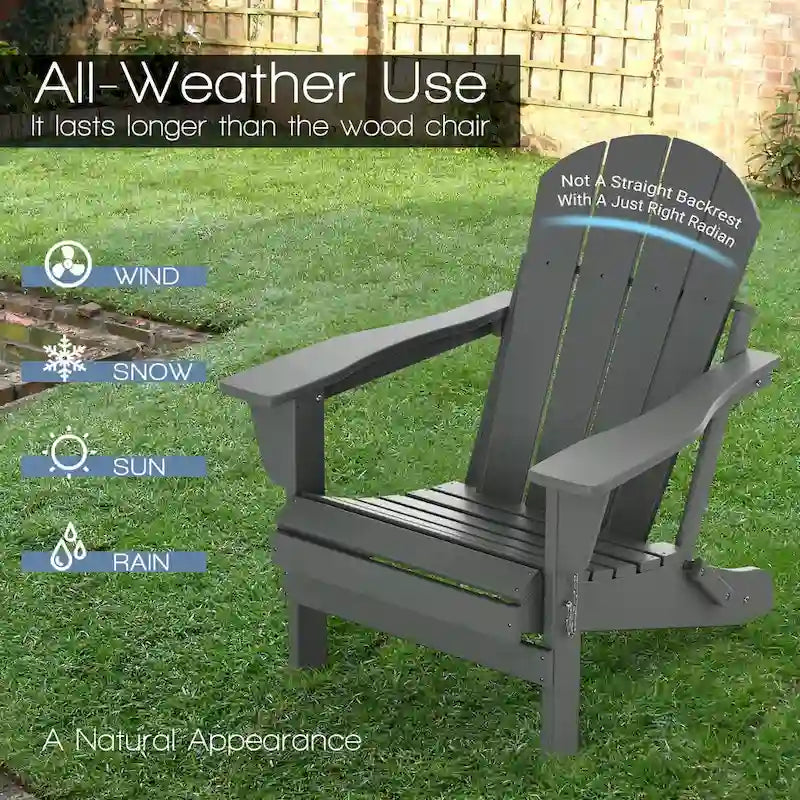 Fauteuil Adirondack d'extérieur en polyéthylène – Pliable tout temps