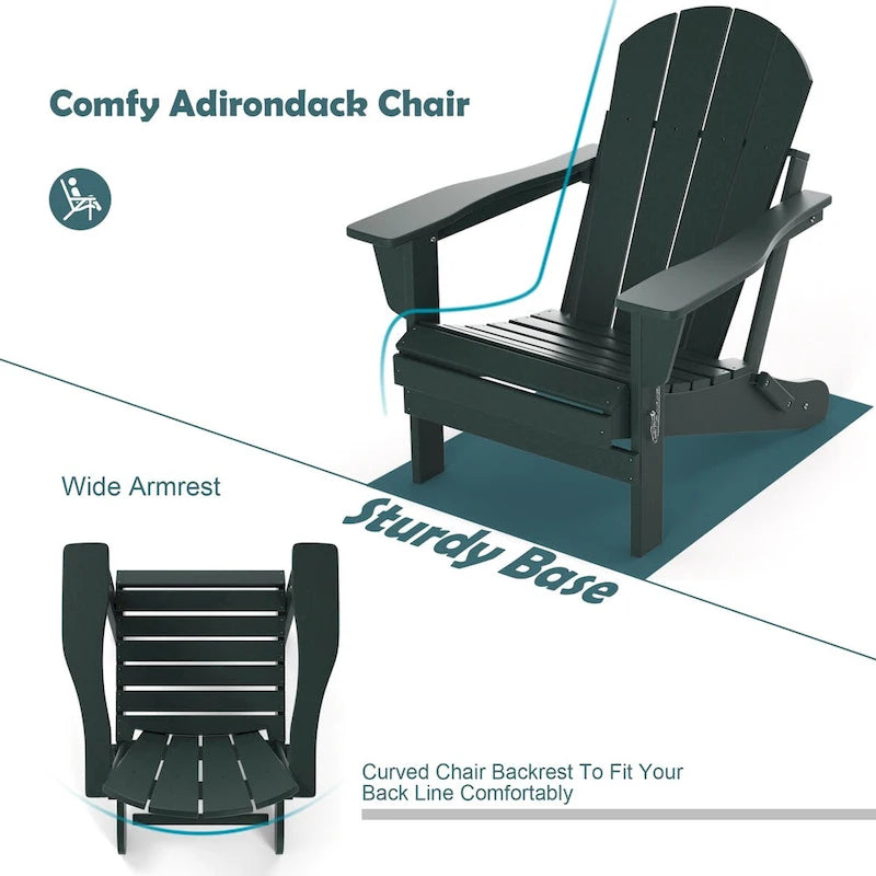 Fauteuil Adirondack d'extérieur en polyéthylène – Pliable tout temps