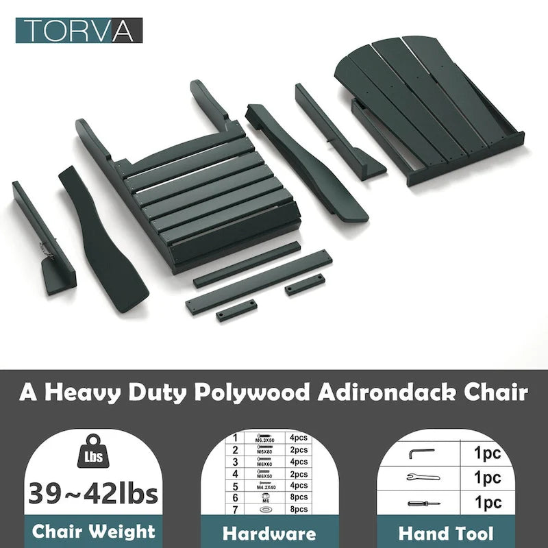 Fauteuil Adirondack d'extérieur en polyéthylène – Pliable tout temps