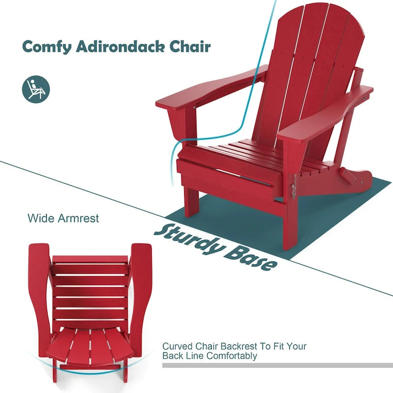 Fauteuil Adirondack d'extérieur en polyéthylène – Pliable tout temps