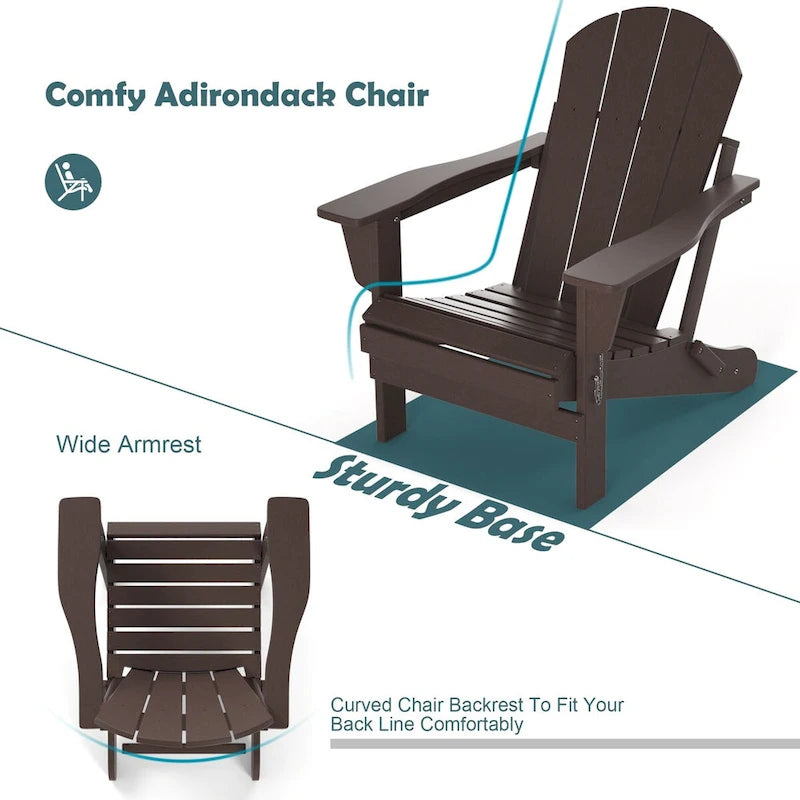 Fauteuil Adirondack d'extérieur en polyéthylène – Pliable tout temps