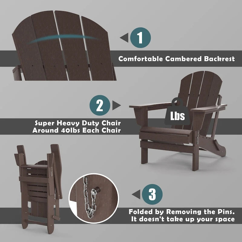 Fauteuil Adirondack d'extérieur en polyéthylène – Pliable tout temps