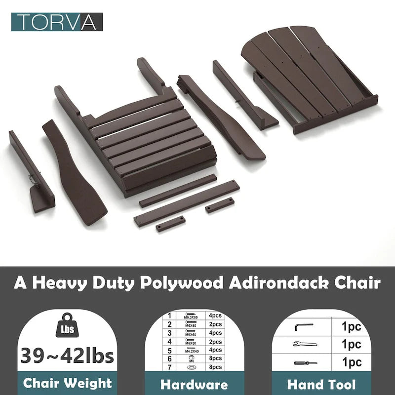 Fauteuil Adirondack d'extérieur en polyéthylène – Pliable tout temps