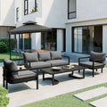 Salon de jardin extérieur en acier multiplace