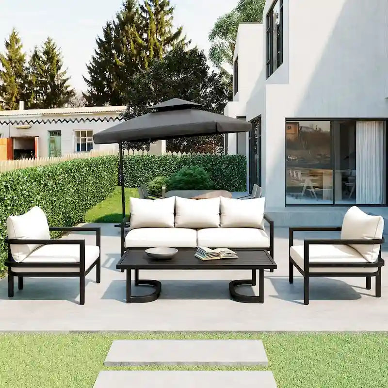 Salon de jardin extérieur en acier multiplace