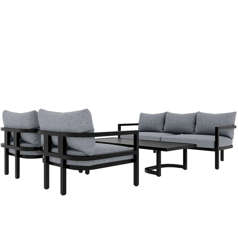 Salon de jardin extérieur en acier multiplace
