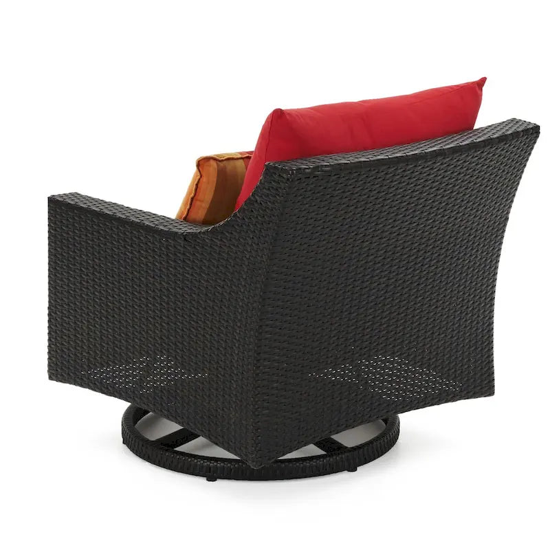 Ensemble Deco 5 pièces de fauteuils de jardin pivotants en aluminium avec poufs