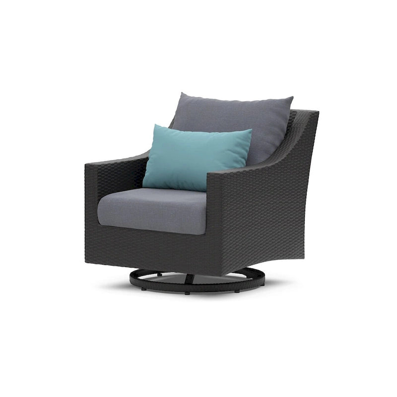 Ensemble Deco 5 pièces de fauteuils de jardin pivotants en aluminium avec poufs