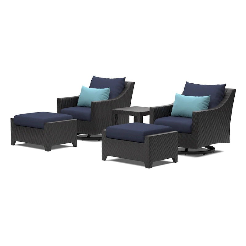 Ensemble Deco 5 pièces de fauteuils de jardin pivotants en aluminium avec poufs